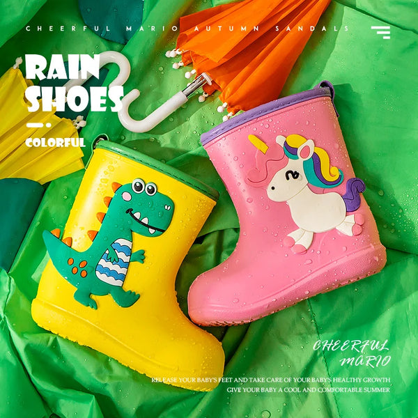 Kids Cartoon Dinosaur Rain Boots