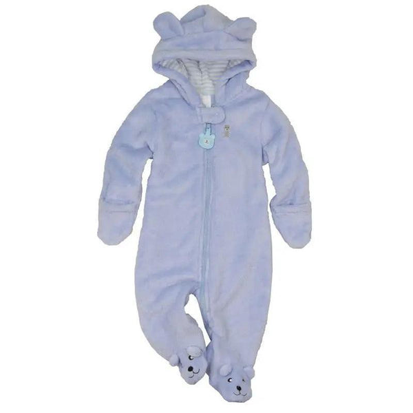 Bear Style Coral Fleece Baby Rompers: Autumn/Winter Hooded Jumpsuit - Tiny Details