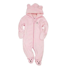 Bear Style Coral Fleece Baby Rompers: Autumn/Winter Hooded Jumpsuit - Tiny Details