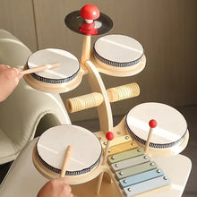 Montessori Wooden Drum Stand & Color Recognition Puzzle Toy