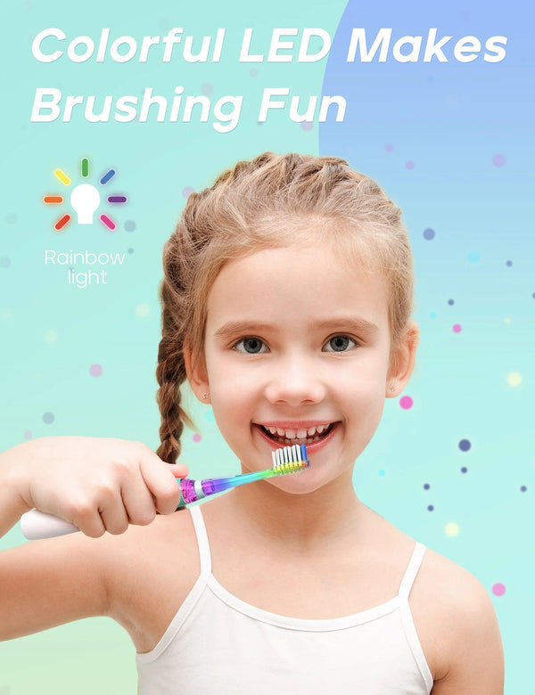 LED Electric Kids Toothbrush: Cartoon Design, Waterproof, Soft Bristles - Tiny Details