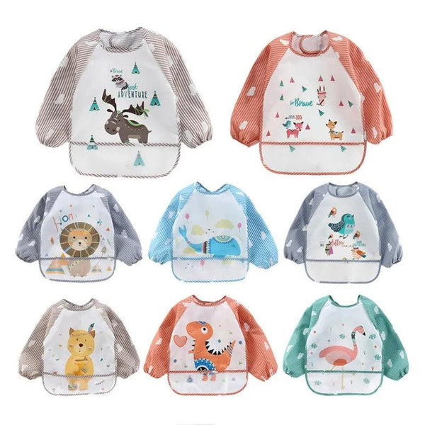 Baby Waterproof Long Sleeve Bibs with Pocket - Tiny Details