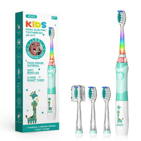 LED Electric Kids Toothbrush: Cartoon Design, Waterproof, Soft Bristles - Tiny Details