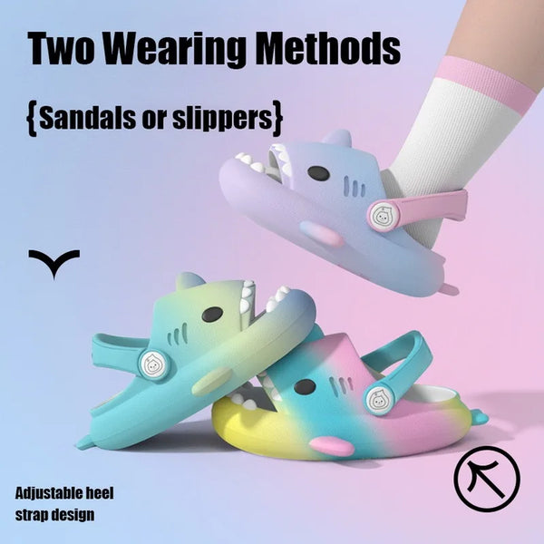 Colorful Kids Shark Slippers