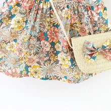 Vintage Garden Flower Baby Girl's Summer Dress with Straw Bag - Tiny Details