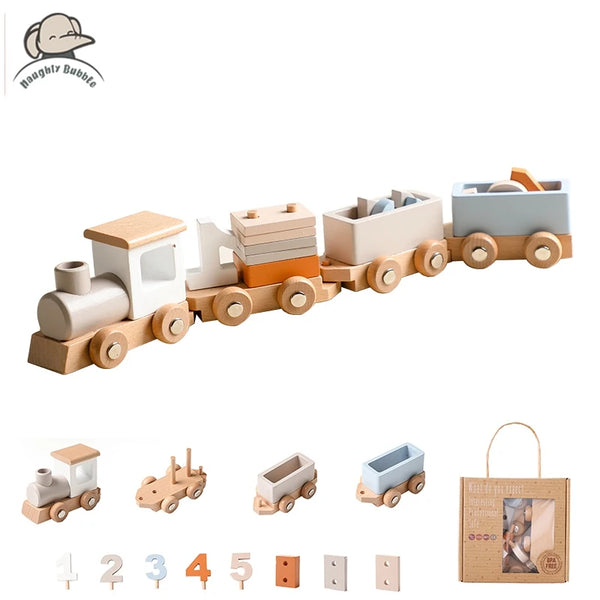 Montessori Wooden Train Trolley Toy