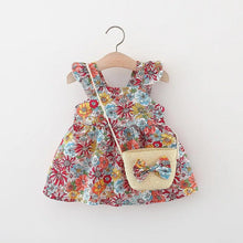 Vintage Garden Flower Baby Girl's Summer Dress with Straw Bag - Tiny Details