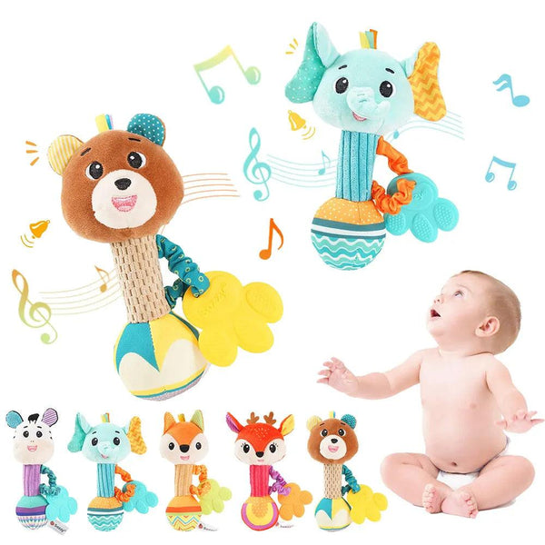 Soft Animal Rattle Baby Toy Sensory Grip Travel Accessory - Tiny Details