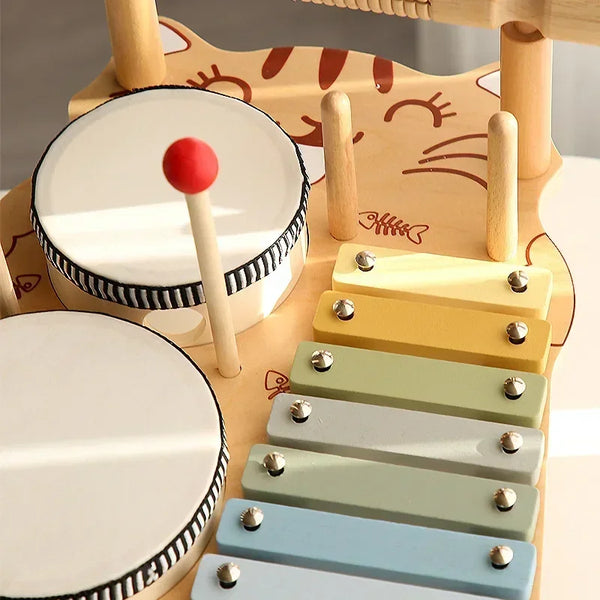 Montessori Wooden Drum Stand & Color Recognition Puzzle Toy