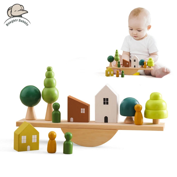 Wooden Forest House Stacking Blocks - Montessori Sensory & Education Toy Set