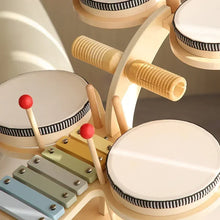 Montessori Wooden Drum Stand & Color Recognition Puzzle Toy