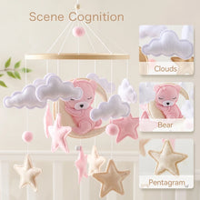 Wooden Crib Mobile with Bear Rattles